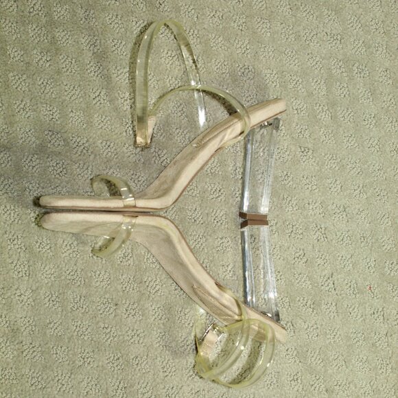 asos Women's 6 Clear Strap Acrylic Heel Square Toe 4" Heels - Picture 3 of 6